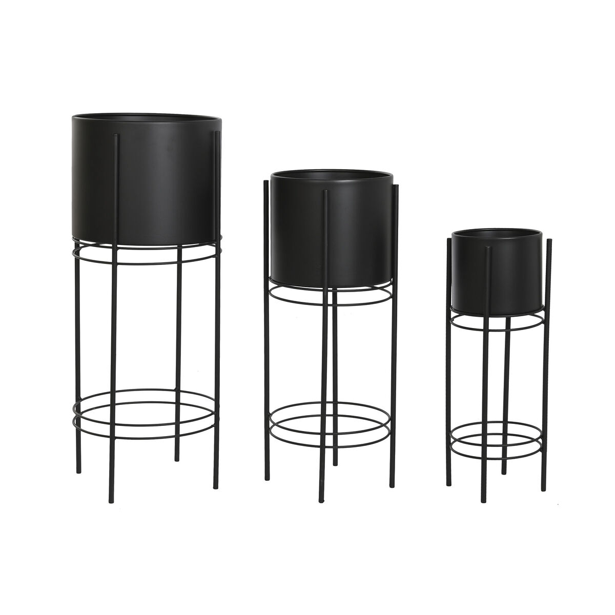 Set of Planters DKD Home Decor Black Metal 30 x 30 x 70 cm