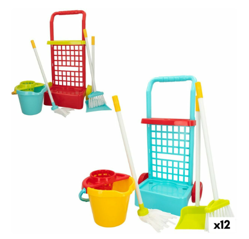 Cleaning Trolley with Accessories Colorbaby Toy 5 Pieces 30,5 x 55,5 x 19,5 cm (12 Units)